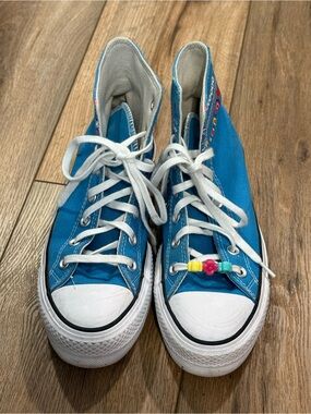 Converse Turquoise High-Top Platform Canvas Sneakers